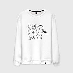 Свитшот хлопковый мужской Хомяки весельчаки, цвет: белый