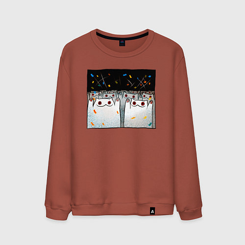 Мужской свитшот Мрачные коты празднуют / Кирпичный – фото 1