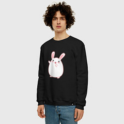 Свитшот хлопковый мужской Круглый кролик, цвет: черный — фото 2