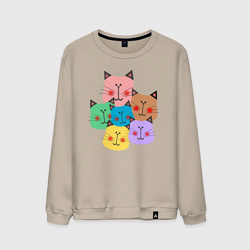 Мужской свитшот Забавные котики / Миндальный – фото 1