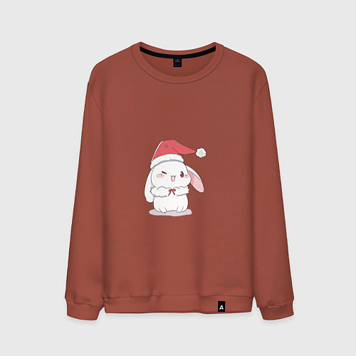 Мужской свитшот Милый новогодний зайчик / Кирпичный – фото 1