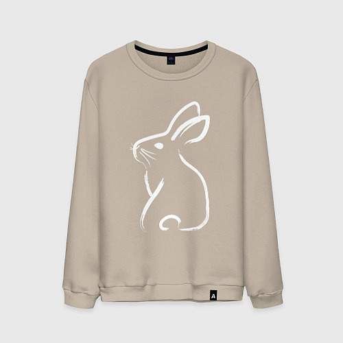 Мужской свитшот Кролик нарисованный японской кистью / Миндальный – фото 1