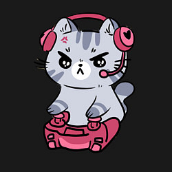 Свитшот хлопковый мужской Котёнок заядлый игроман, цвет: черный — фото 2