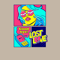 Свитшот хлопковый мужской Поп арт девушка с телефоном, цвет: миндальный — фото 2