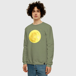 Свитшот хлопковый мужской Луна и звезды, цвет: авокадо — фото 2