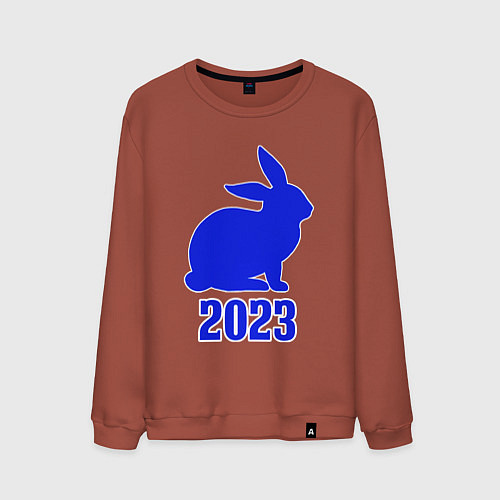 Мужской свитшот 2023 силуэт кролика синий / Кирпичный – фото 1