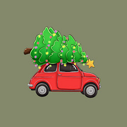 Свитшот хлопковый мужской Новогодняя машина с праздничной елкой, цвет: авокадо — фото 2