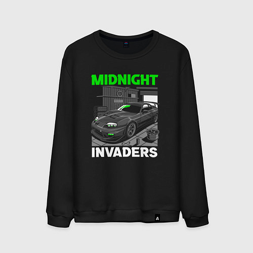 Мужской свитшот Midnight inviders - Toyota Supra / Черный – фото 1
