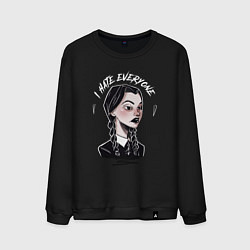 Свитшот хлопковый мужской Wednesday: I hate everyone, цвет: черный