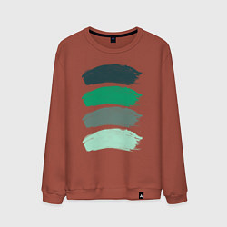 Свитшот хлопковый мужской Зеленые мазки кистью, цвет: кирпичный