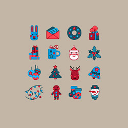 Свитшот хлопковый мужской Новогодние символы минимализм, цвет: миндальный — фото 2