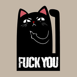 Свитшот хлопковый мужской Black cat - fuck you, цвет: миндальный — фото 2