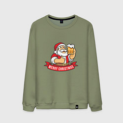 Свитшот хлопковый мужской Christmas beer, цвет: авокадо