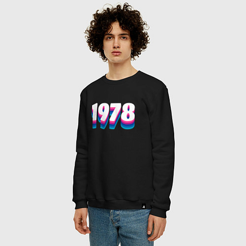 Мужской свитшот Made in 1978 vintage art / Черный – фото 3