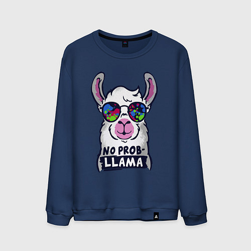 Мужской свитшот No probllama / Тёмно-синий – фото 1
