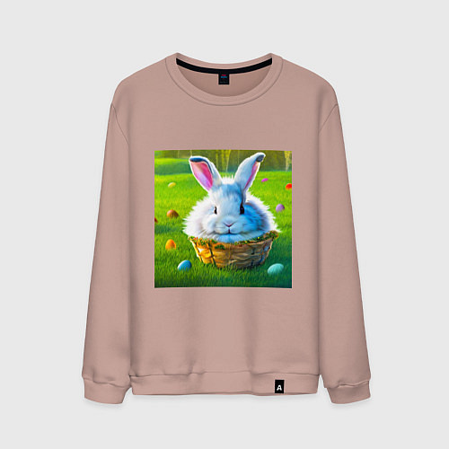 Мужской свитшот Милый кролик в корзинке / Пыльно-розовый – фото 1