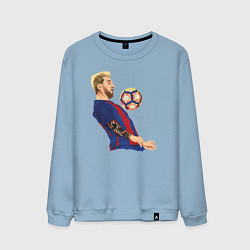 Свитшот хлопковый мужской Messi Barcelona, цвет: мягкое небо