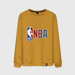 Свитшот хлопковый мужской NBA - big logo, цвет: горчичный