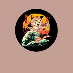 Свитшот хлопковый мужской Большой японский кот с суши, цвет: пыльно-розовый — фото 2