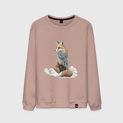 Свитшот хлопковый мужской Лисица в сугробах, цвет: пыльно-розовый