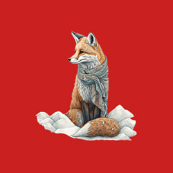 Свитшот хлопковый мужской Лисица в сугробах, цвет: красный — фото 2