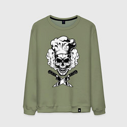 Свитшот хлопковый мужской The cooks skull, цвет: авокадо
