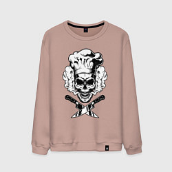Свитшот хлопковый мужской The cooks skull, цвет: пыльно-розовый