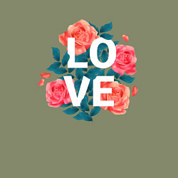 Свитшот хлопковый мужской Love в цветах, цвет: авокадо — фото 2