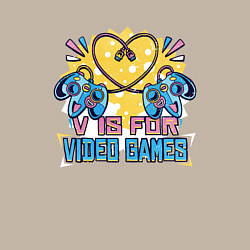 Свитшот хлопковый мужской V is for video games, цвет: миндальный — фото 2