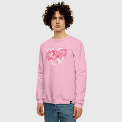 Свитшот хлопковый мужской Влюблённое розовое сердце, цвет: светло-розовый — фото 2