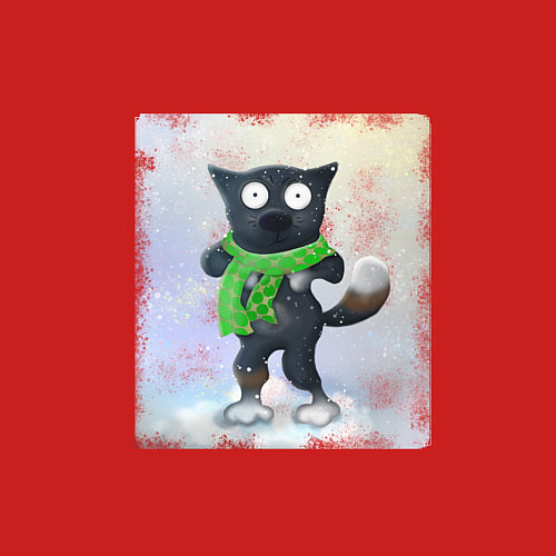 Мужской свитшот Зимний кот / Красный – фото 3