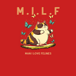 Свитшот хлопковый мужской Man I Love Felines, цвет: красный — фото 2