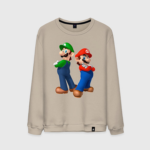 Мужской свитшот Марио и Луиджи / Миндальный – фото 1