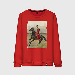 Свитшот хлопковый мужской Николай II на коне, цвет: красный