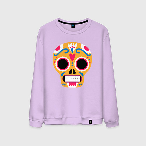 Мужской свитшот Забавный оранжевый череп / Лаванда – фото 1