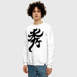 Свитшот хлопковый мужской Японский иероглиф - Элегантность, цвет: белый — фото 2