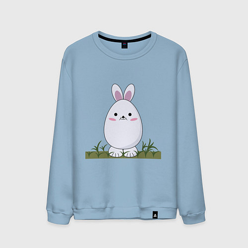 Мужской свитшот Круглый заяц стоит на траве / Мягкое небо – фото 1