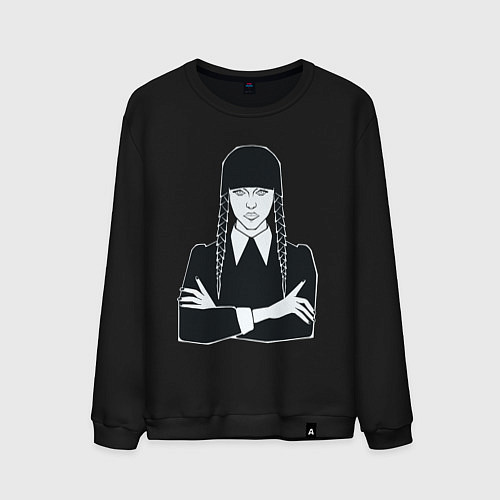 Мужской свитшот Wednesday Addams портрет / Черный – фото 1