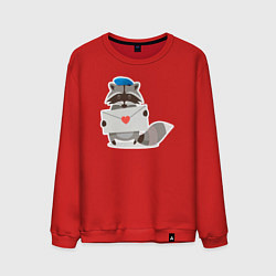 Свитшот хлопковый мужской Боевой енот держит конверт, цвет: красный