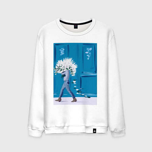 Мужской свитшот С букетом цветов / Белый – фото 1
