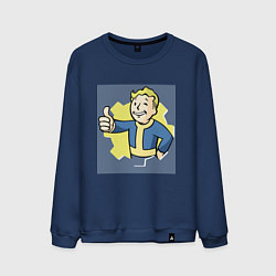 Свитшот хлопковый мужской Волт-Бой с пальцем вверх, цвет: тёмно-синий