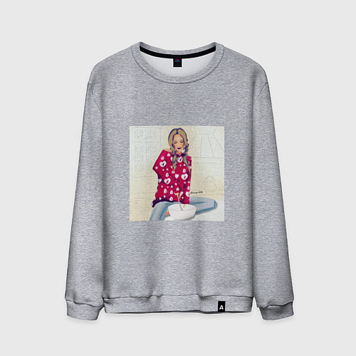 Мужской свитшот Девушка готовит на кухне / Меланж – фото 1