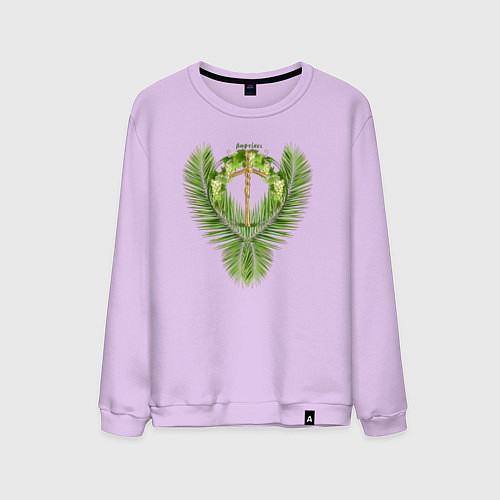 Мужской свитшот Крест православный грузинский надпись крещеный на / Лаванда – фото 1