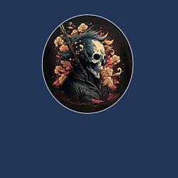 Свитшот хлопковый мужской Череп скелета самурая, цвет: тёмно-синий — фото 2