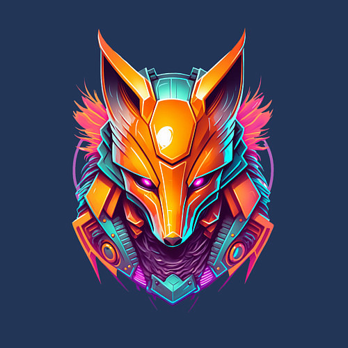 Мужской свитшот Кибер лиса / Тёмно-синий – фото 3