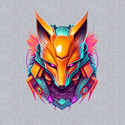 Свитшот хлопковый мужской Кибер лиса, цвет: меланж — фото 2