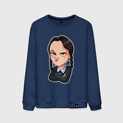 Свитшот хлопковый мужской Уэнсдэй недовольна, цвет: тёмно-синий