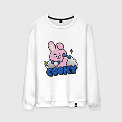 Свитшот хлопковый мужской Cooky BT21 Jungkook, цвет: белый