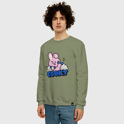 Свитшот хлопковый мужской Cooky BT21 Jungkook, цвет: авокадо — фото 2