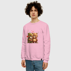 Свитшот хлопковый мужской Плюшевые медведи с сердцем, цвет: светло-розовый — фото 2